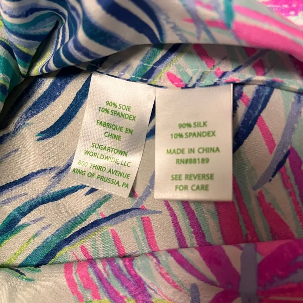 Lilly Pulitzer Adira Silk Off Shoulder Top XS Parrot Tropical Coastal Resort - Picture 5 of 10